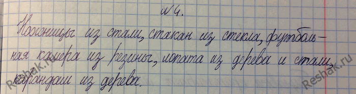 Изображение 4.Укажите вещества, из которых состоят следующие тела: ножницы, стакан, футбольная камера, лопата, карандаш.1) Ножницы состоят из стали и пластмассы;2) Стакан...