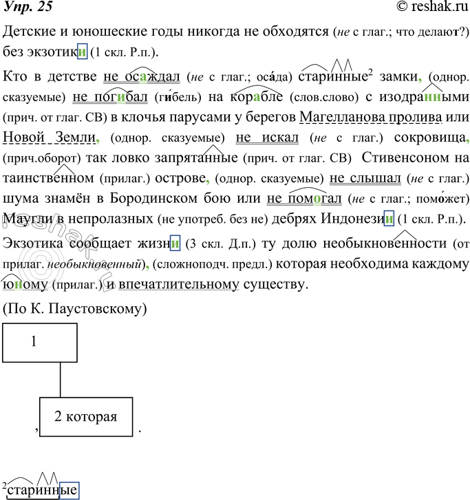 Изображение 25. Спишите, расставляя пропущенные запятые. Обозначьте части слов, в которых находятся вставленные вами буквы. Подчеркните однородные члены. Составьте схему последнего...